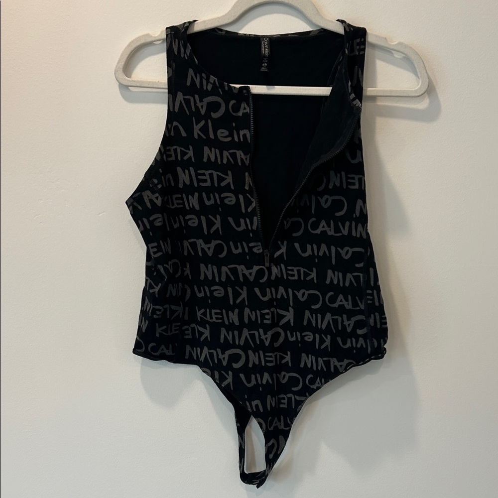 Calvin Klein Logo Print Black Bodysuit